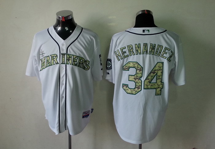 Seattle Mariners 34 Felix Hernandez White camo MLB Jerseys