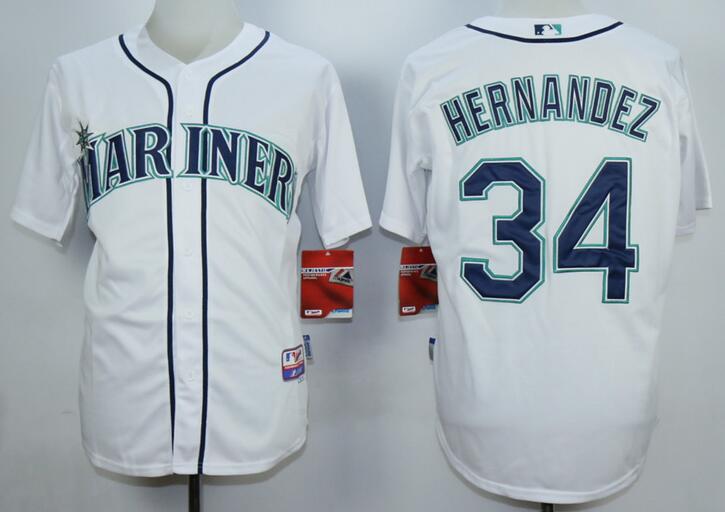 Seattle Mariners 34 Felix Hernandez white men baseball MLB Jerseys