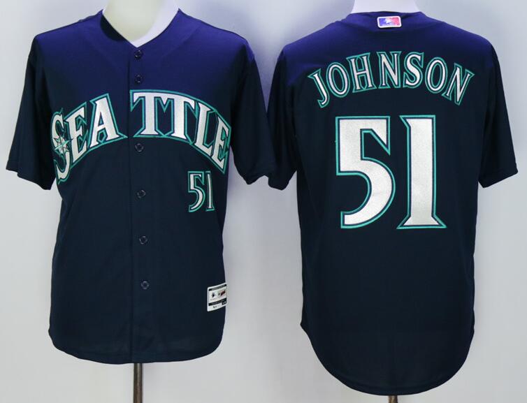 Seattle Mariners 51 Randy Johnson blue men mlb baseball Jerseys