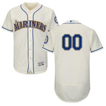 Seattle Mariners Majestic Alternate Cream Flex Base Authentic Collection Custom Jersey