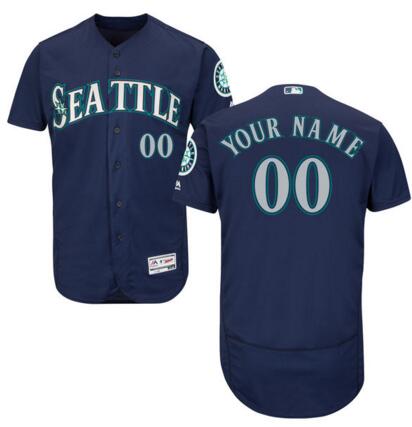 Seattle Mariners Majestic Alternate Navy Flex Base Authentic Collection Custom Jersey