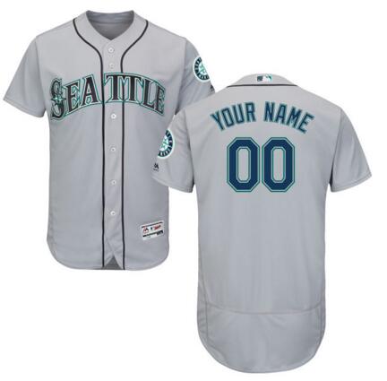 Seattle Mariners Majestic Road Gray Flex Base Authentic Collection Custom Jersey