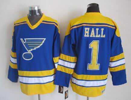 St. Louis Blues 1 Hall Blue throwback CCM men nhl ice hockey  jerseys