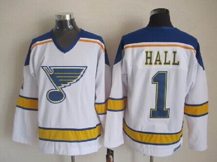 St. Louis Blues 1 Hall white throwback CCM men nhl ice hockey  jerseys