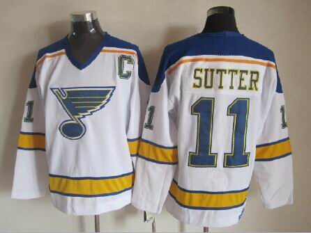 St. Louis Blues 11 Brian Sutter white Throwback men nhl ice hockey  jerseys C patch