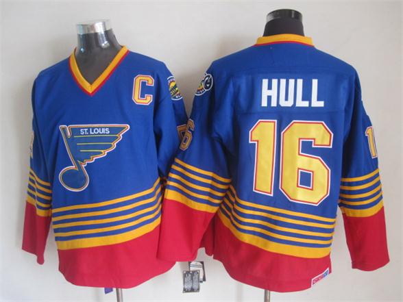 St. Louis Blues 16 HBrett Hull Blue men nhl ice hockey  jerseys