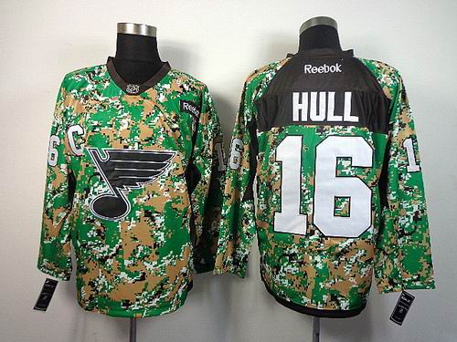 St. Louis Blues 16 HULL green camo men nhl ice hockey  jerseys