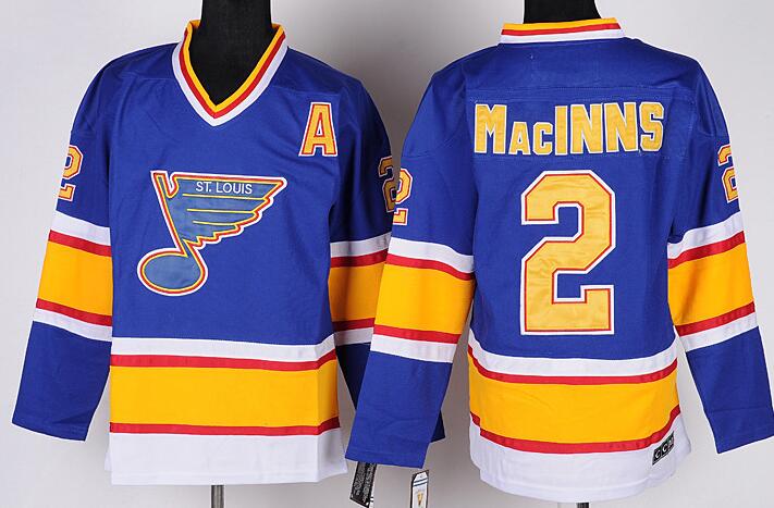 St. Louis Blues 2 Al Macinnis Blue men nhl ice hockey jersey A patch