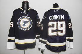 St. Louis Blues 29 CONKLIN Black men nhl ice hockey  jerseys