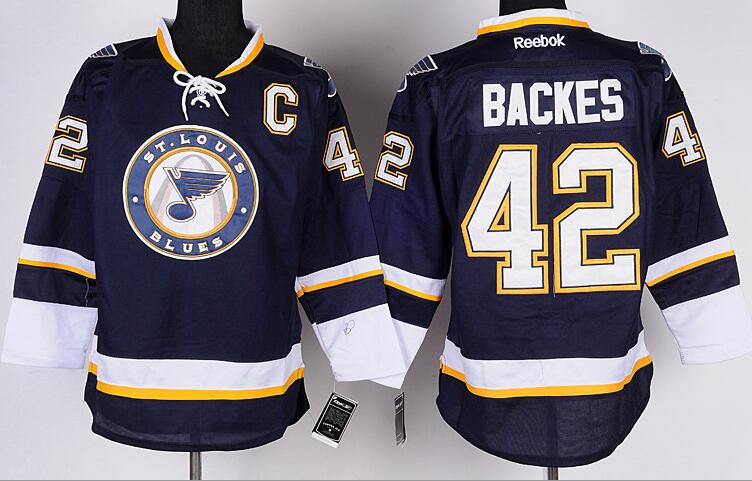 St. Louis Blues 42 BACKES Third men nhl ice hockey  jerseys