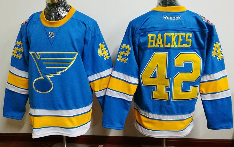 St. Louis Blues 42 David Backes blue men nhl ice hockey  jerseys