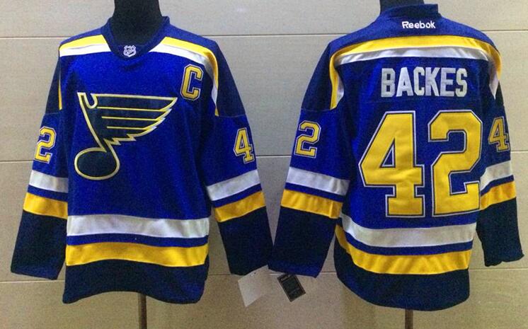 St. Louis Blues 42 David Backes blue reebok men nhl ice hockey  jerseys