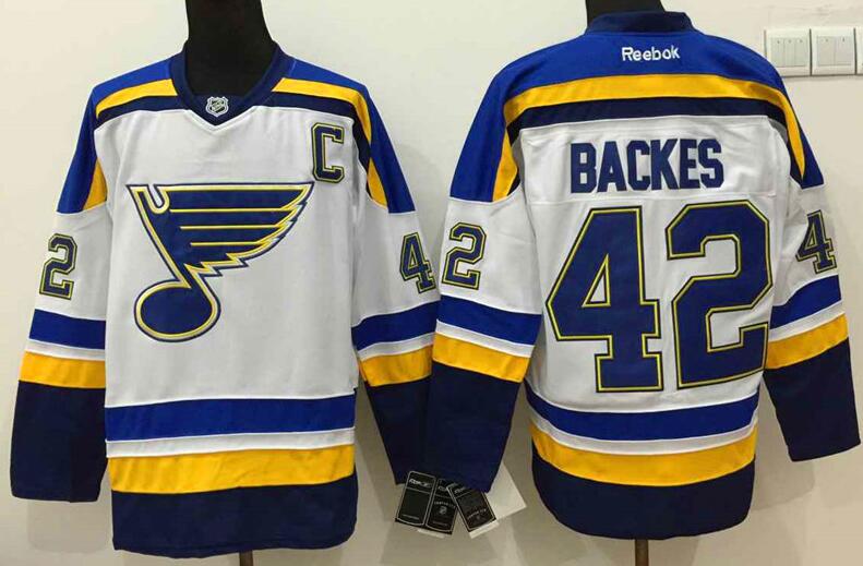 St. Louis Blues 42 David Backes white reebok men nhl ice hockey  jersey