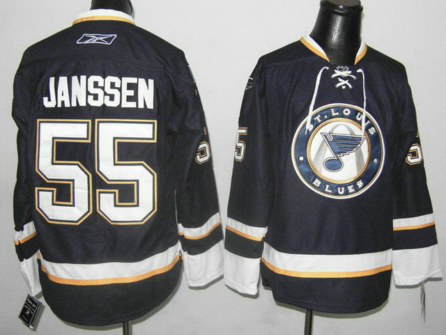 St. Louis Blues 55 Cam Janssen Black men nhl ice hockey  jerseys