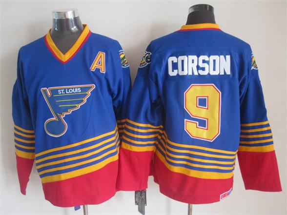 St. Louis Blues 9 Corson Blue Cmen men nhl ice hockey  jerseys