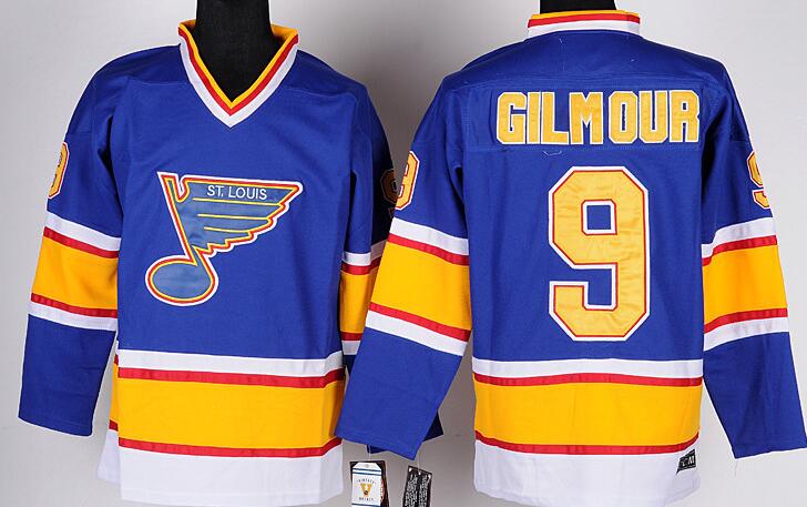 St. Louis Blues 9 Gilmour Blue Throwback men nhl ice hockey  jerseys CCM