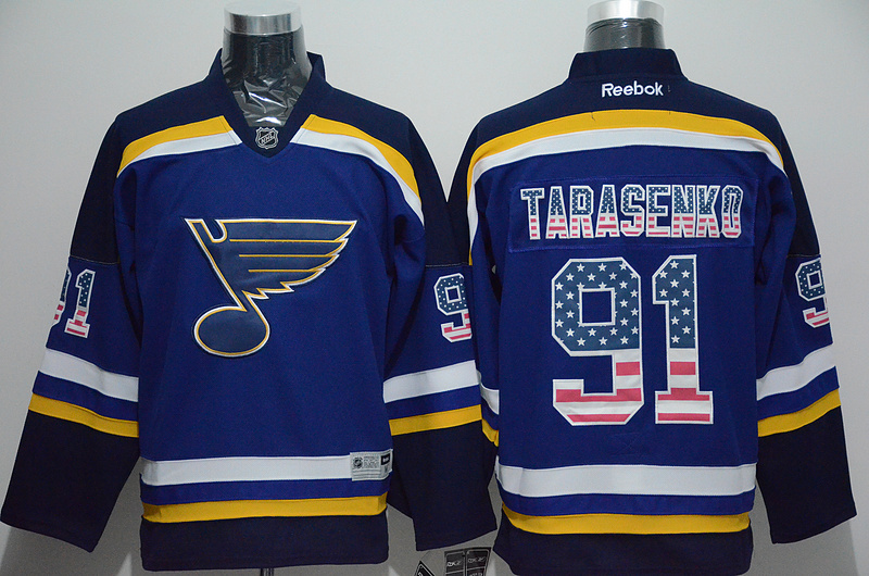 St. Louis Blues 91 Vladimir Tarasenko blue USA flag men nhl ice hockey  jerseys