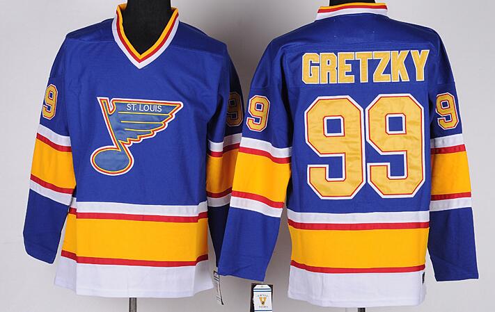 St. Louis Blues 99 Wayne Gretzky Blue Throwback men nhl ice hockey  jerseys CCM