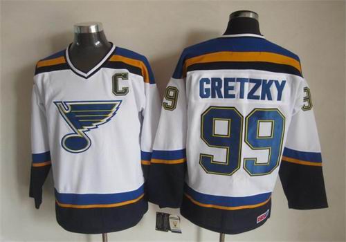 St. Louis Blues 99 Wayne Gretzky white  nhl ice hockey  men jerseys