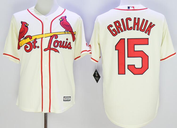 St. Louis Cardinals 15 Randal Grichuk Majestic beige mlb beaseball jersey 2016