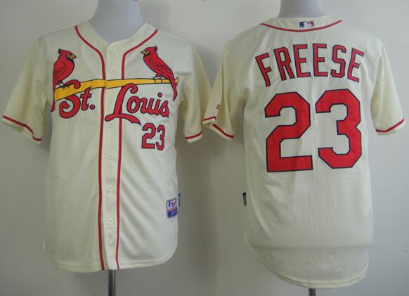 St. Louis Cardinals 23 David Freese beige New Cool Base Stitched Baseball Jersey