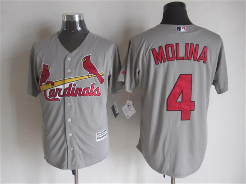 St. Louis Cardinals 4 Yadier Molina Grey New Cool Base Stitched Majestic Baseball Jersey 2016