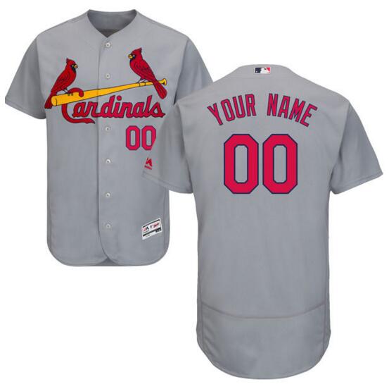 St. Louis Cardinals Majestic Road Gray Flex Base Authentic Collection Custom Jersey