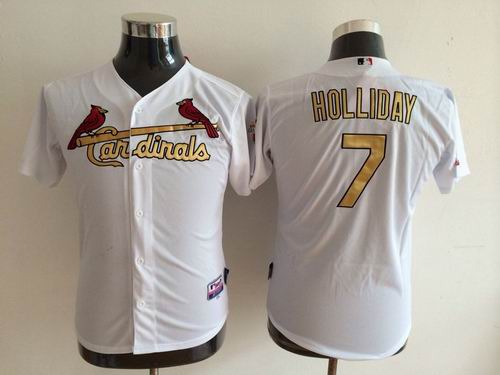 St.Louis Cardinals #7 Matt Holliday kid White MLB Jersey (Golden Letter)