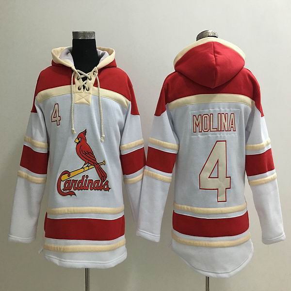 St.Louis Cardinals 4 Yadier Molina white MLB baseball Hooded Sweatshirt