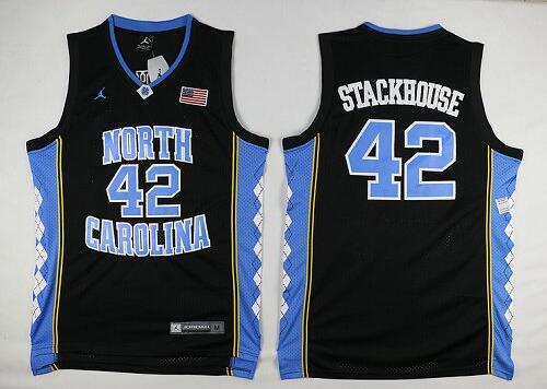 Stackhouse North Carolina #42 Black College Basketball Jersey