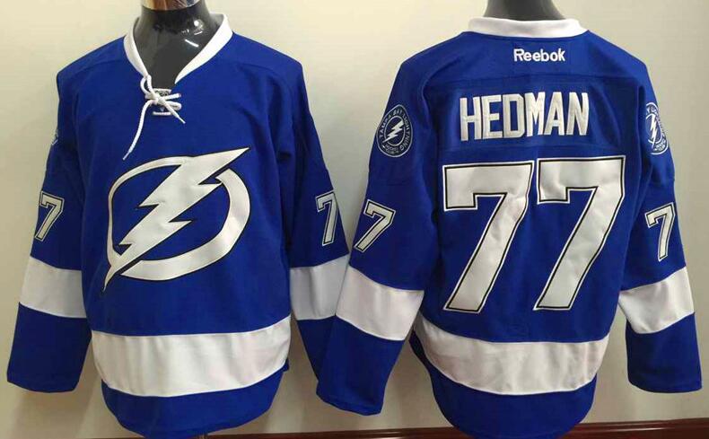 Tampa Bay Lightning 77 Victor Hedman blue men nhl ice hockey  jerseys