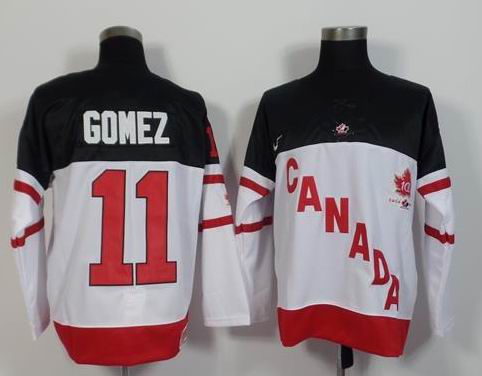 Team Canada 11 Gomez IIHF Official 100th Anniversary white men nhl ice hockey jerseys