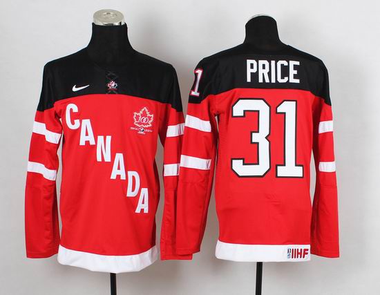 Team Canada Carey Price 31 IIHF Official 100th Anniversary red men nhl ice hockey jerseys