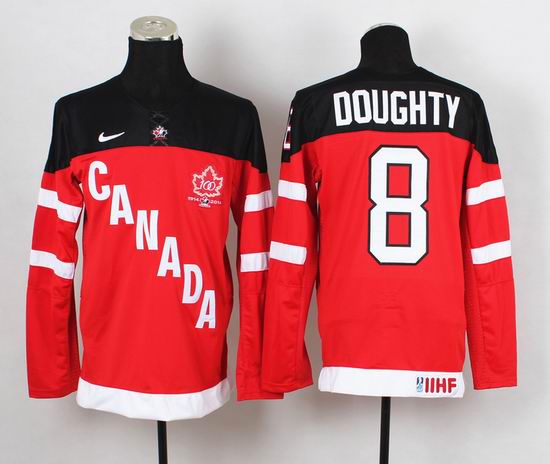 Team Canada Drew Doughty 8 IIHF Official 100th Anniversary red men nhl ice hockey jerseys