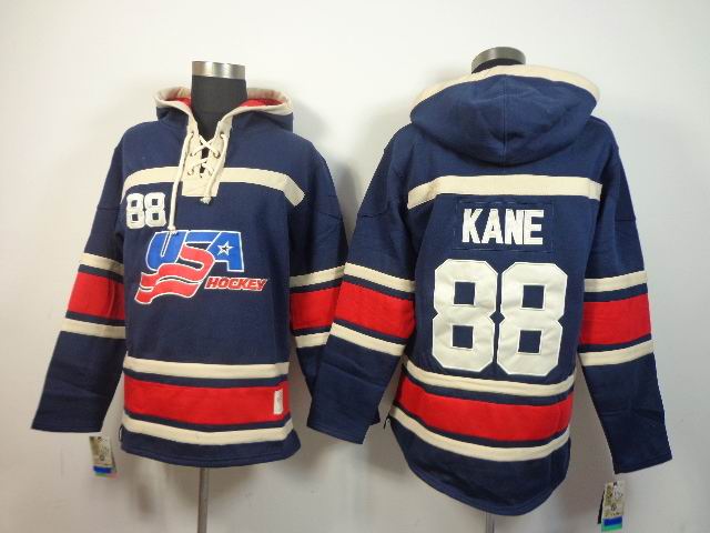 Team USA Olympic jersey # 88 Patrick Kane blue NHL Hooded Sweatshirt