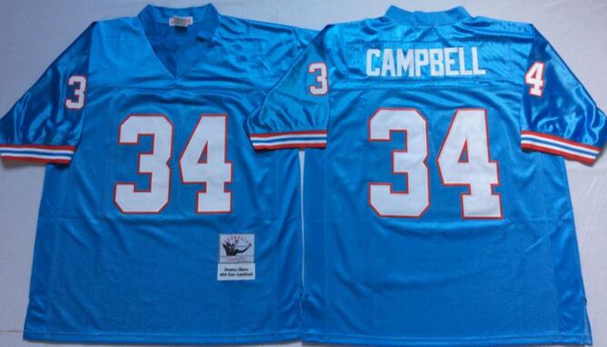 Tennessee Oilers White 34 campbell Throwback blue nfl jerseys