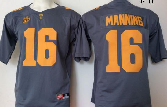 Tennessee Volunteers 16 Peyton Manning grey men College ncaa Football Jerseys
