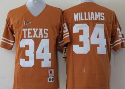 Texas Longhorns 34 Connor Williams orange men NCAA college Football Jerseys