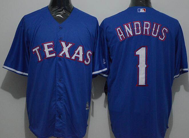 Texas Rangers 1 elvis andrus blue Majestic men baseball jerseys