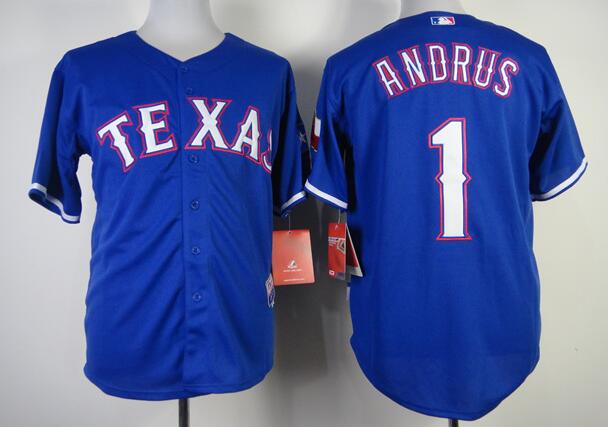 Texas Rangers 1 elvis andrus blue men baseball jerseys