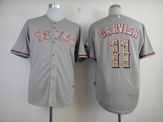 Texas Rangers 11 Darvish gray mlb camo jerseys