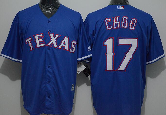 Texas Rangers 17 Shin-Soo Choo blue men Majestic mlb baseball jerseys