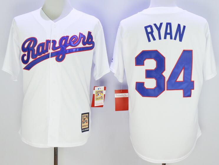 Texas Rangers 1993 34 Nolan Ryan white Jersey by Mitchell & Ness