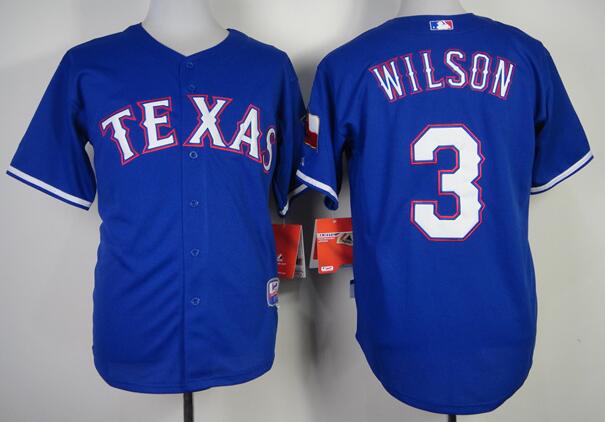 Texas Rangers 3 Russell Wilson blue men baseball MLB jersey