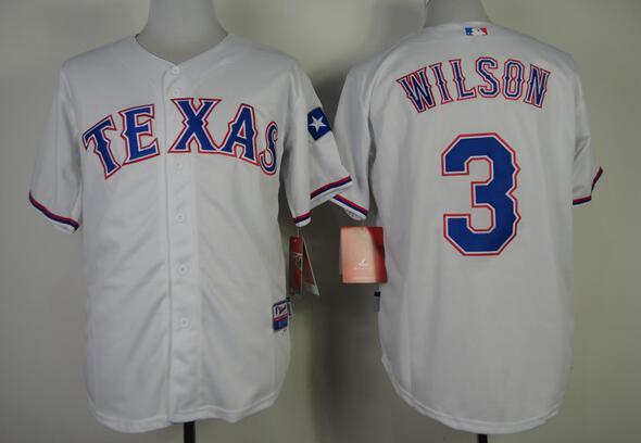 Texas Rangers 3 Russell Wilson white men baseball MLB jersey