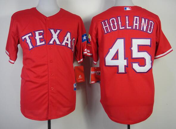 Texas Rangers 45 Derek Holland red men baseball mlb jerseys