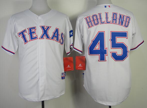 Texas Rangers 45 Derek Holland white men baseball mlb jerseys