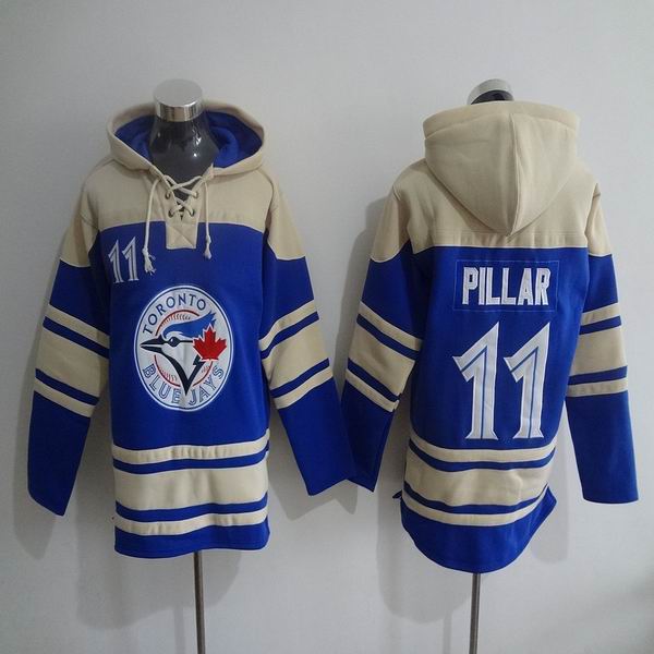 Toronto Blue Jays #11 Kevin Pillar beige blue mlb baseball Hooded Sweatshirt