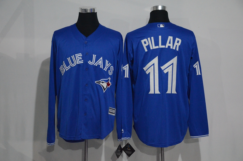 Toronto Blue Jays #11 Kevin Pillar blue long sleeves Majestic baseball Jersey