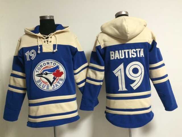 Toronto Blue Jays #19 Jose Bautista Blue beige baseball Hooded Sweatshirt